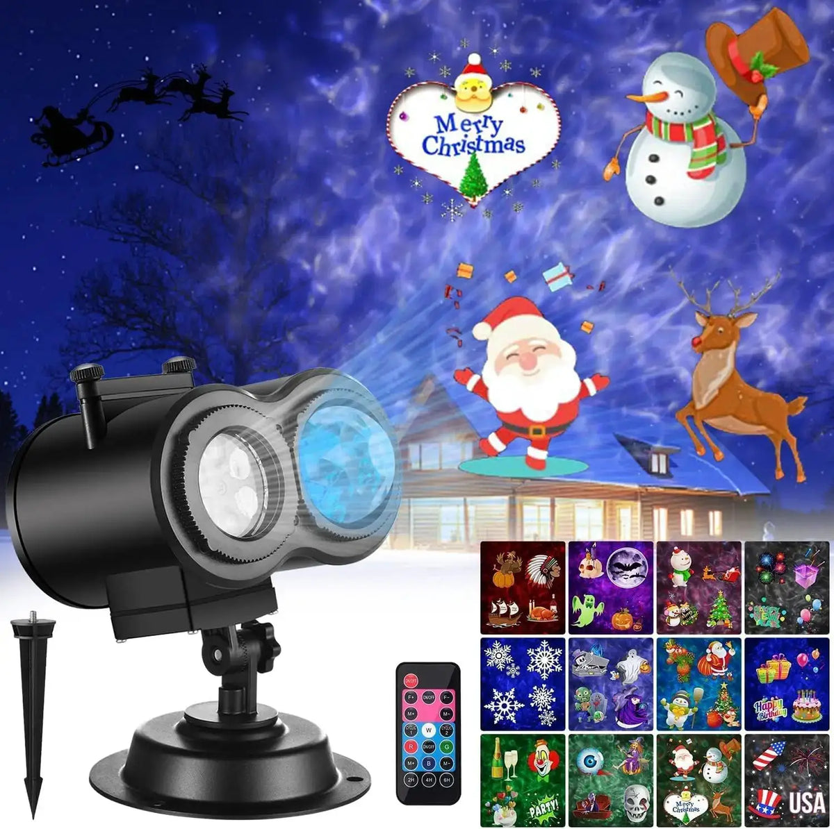 Outdoor Projector Lights | HD Scrolling Patterns | Dual Mode Settings | Patio