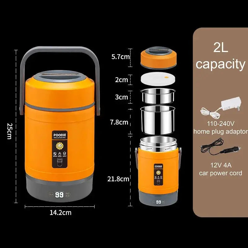 100-240V Electric Lunch Box 12V Car Rice Cooker Portable 304 Stainless Steel Double Layer Linner Thermal Insulation Lunch Box from PriceLows™