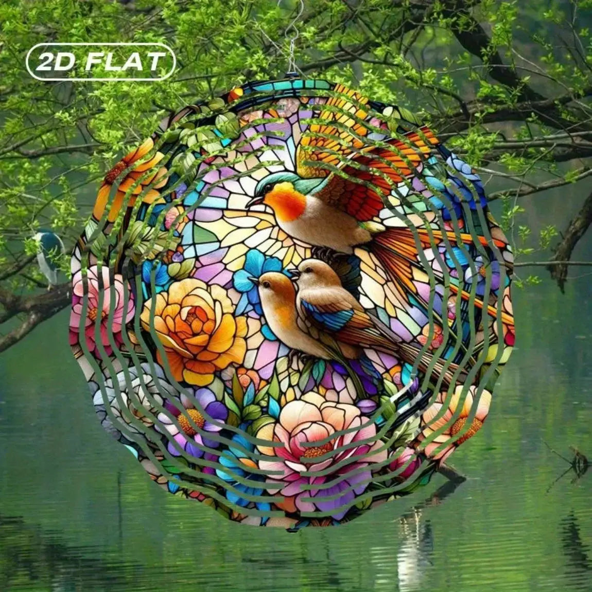 Vibrant Hummingbird Wind Chime - Floral Mandala Metal Spinner, Indoor Outdoor Decor for Yard & Balcony from PriceLows™