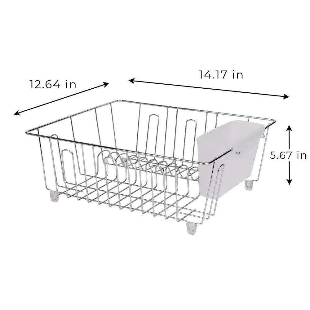 Small Wire Dish Rack Kitchen Organizer with Cutlery Cup Compact Dish Drainer Stainless Steel Countertop Drying and Storage from PriceLows™