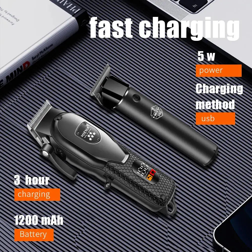 Hair Clipper Kit | Stainless Steel Blades | LCD Display