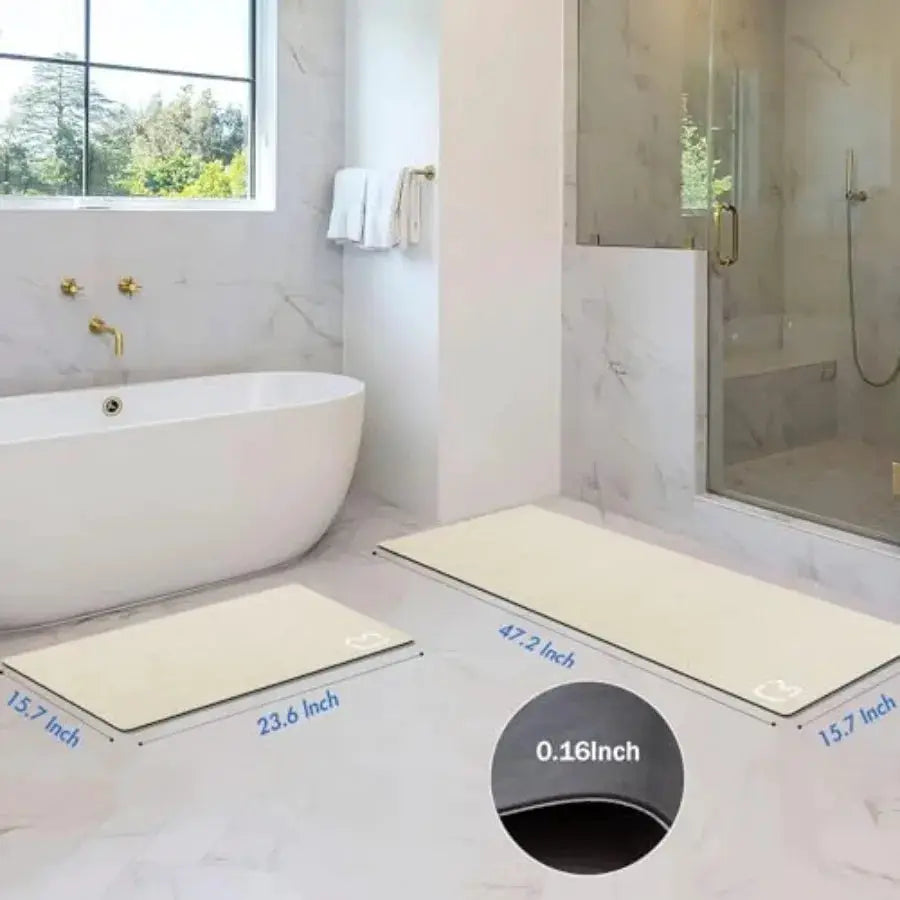 2 Pcs Bathroom Mat Rugs Set - Quick Dry Absorbent Diatomaceous Earth Bath Mat Non-Slip Bathroom Floor Mat with Rubber Backing, from PriceLows™