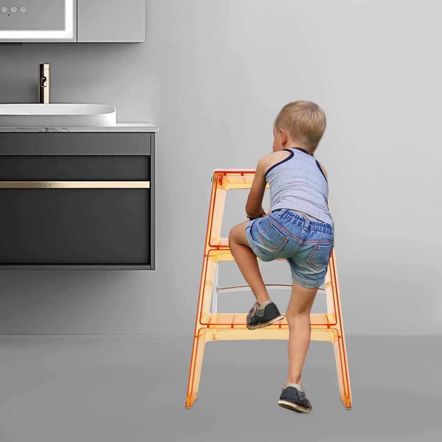 Space-Saving Foldable Step Stool With Smooth Edges, No Assembly Needed Ideal For Living Room Bathroom And Office from PriceLows™