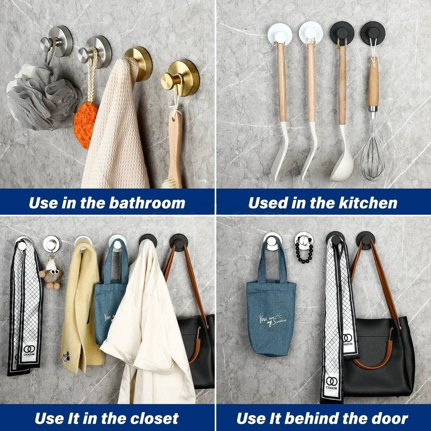 Vacuum Suction Cup Hooks Punch Free Bath Sucker Hook Wall Hook Hanger Glass Kitchen Bathroom Hooks for Towel Handbag from PriceLows™