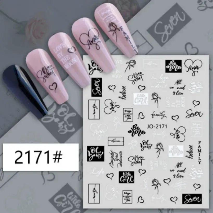 1PCS Laser Love Letter Nail Sticker Nail Art Decoration Flower Star supplies Decals Press On Nails Stickers Parts from PriceLows™