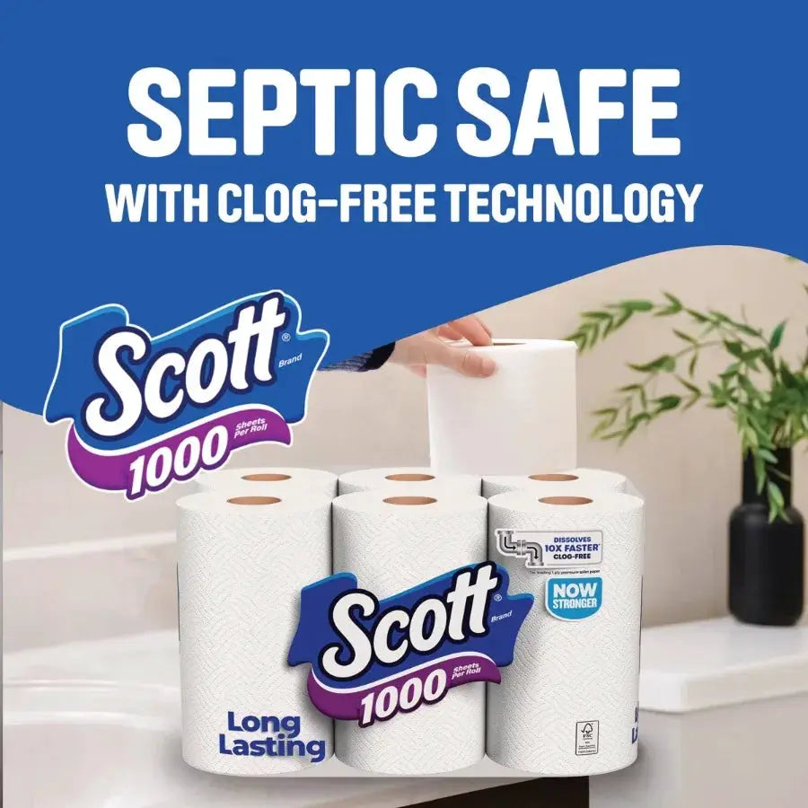 Toilet Paper | 1 Ply | Septic Safe | 1000 Sheets Per Roll | 4 Count