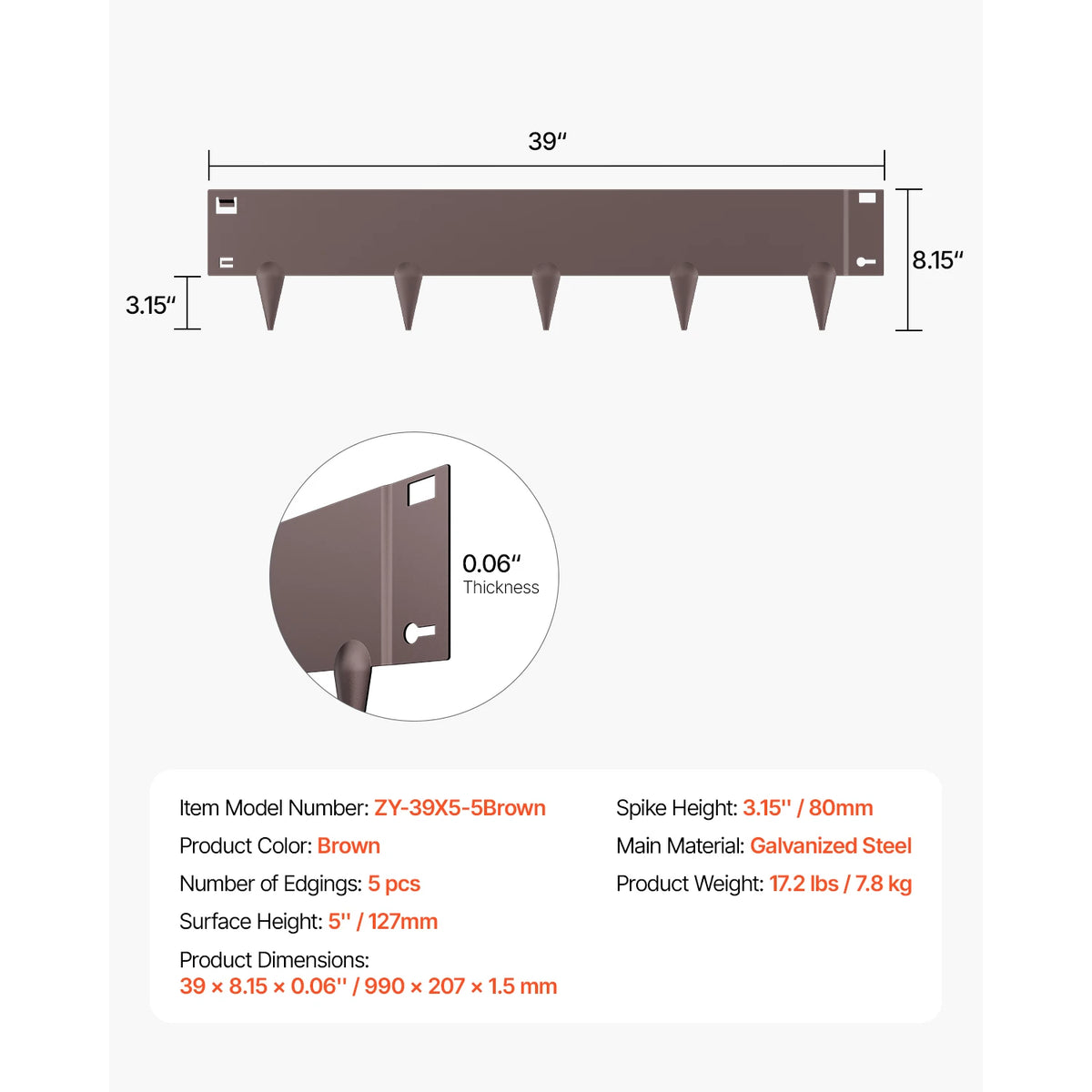 Steel Landscape Edging | Rust Resistant | Bendable | 39X3 Inch