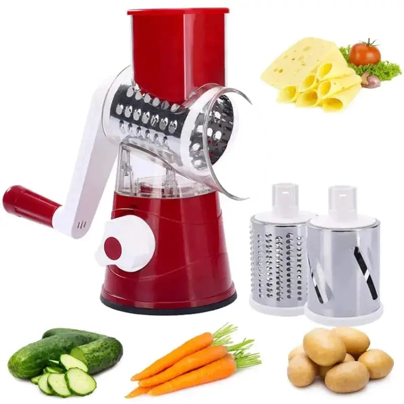 Manual Vegetable Slicer | Stainless Steel Blades | Hand Crank Handle