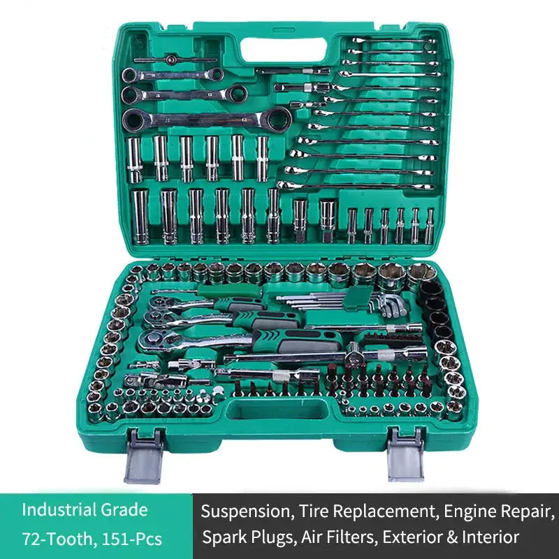 151/46-Piece Automotive Repair Tool Set — Ratchet Torque Wrench & Vehicle Emergency Tool Kit for motorcycle repair tools from PriceLows™