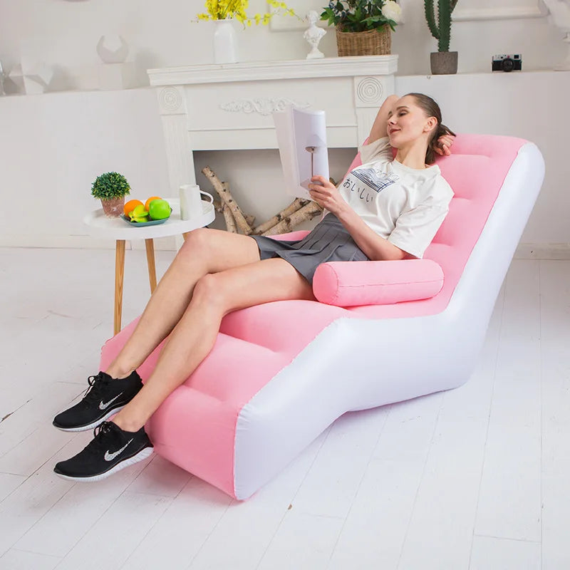 Inflatable Lazy Sofa | S Shaped Ergonomic Recliner | Flocking PVC | For Kids