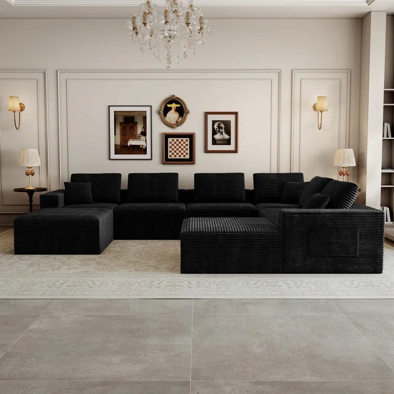 Modular Sectional Sofa | 8-Piece Set | Corduroy Fabric | No Assembly Needed
