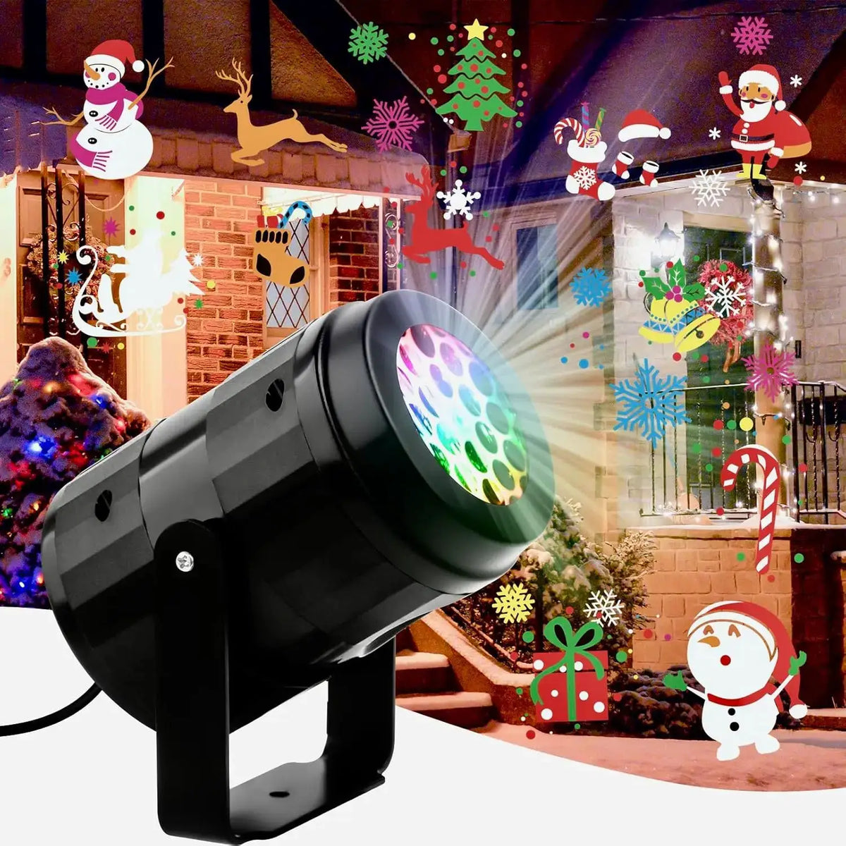 Christmas Snowflake Projector | USB Powered | Rotating Patterns | Black Plastic