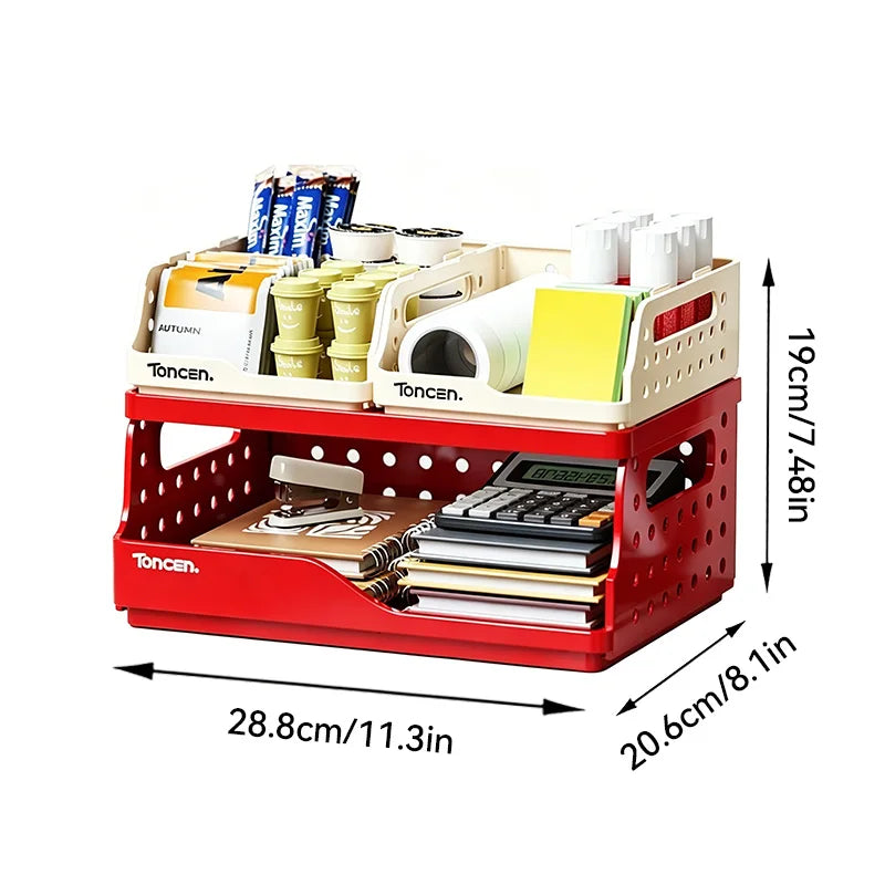 Desk Organizer | 3-Tier Stackable | 2 Large 2 Small Compartments | One Size