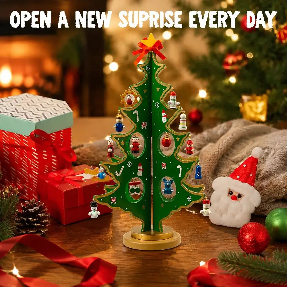 Christmas Advent Calendar | 24 Days | 28 Ornaments | Wooden Tree