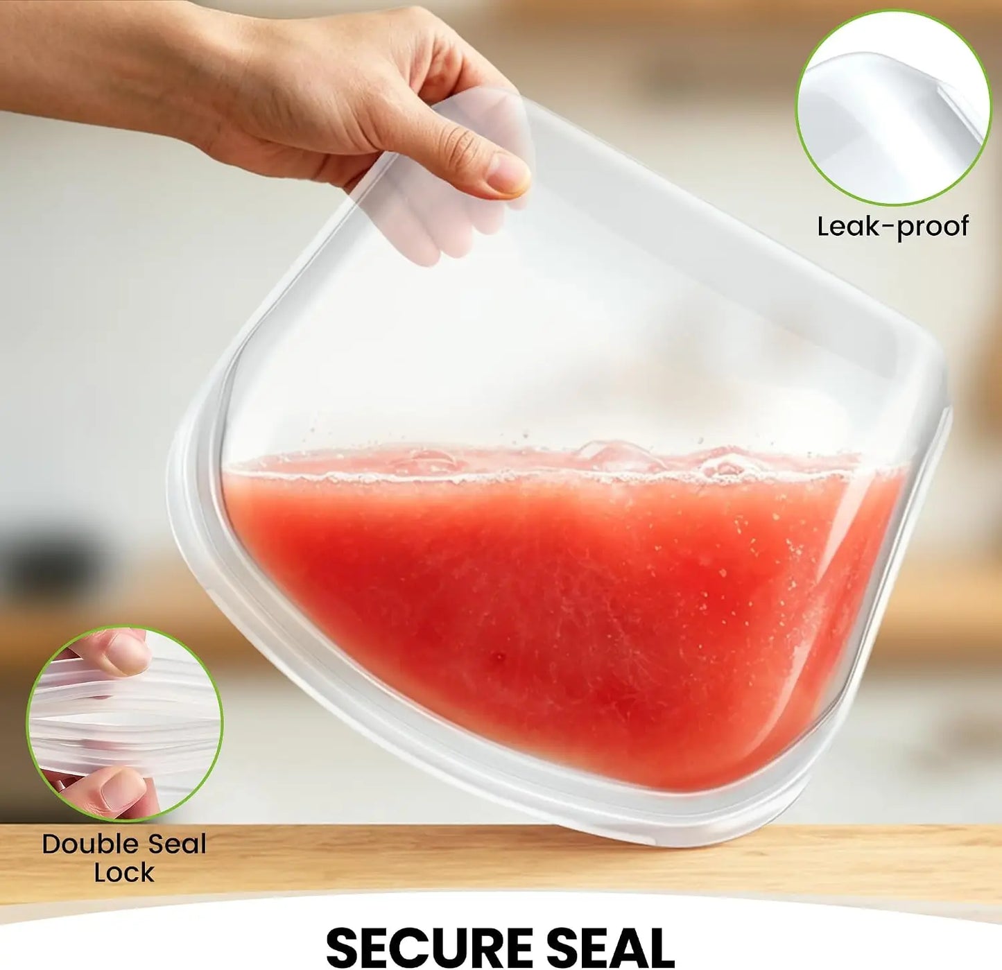 Silicone Food Storage Bags | 124oz Capacity | Stand Up Reusable Pouches | XL