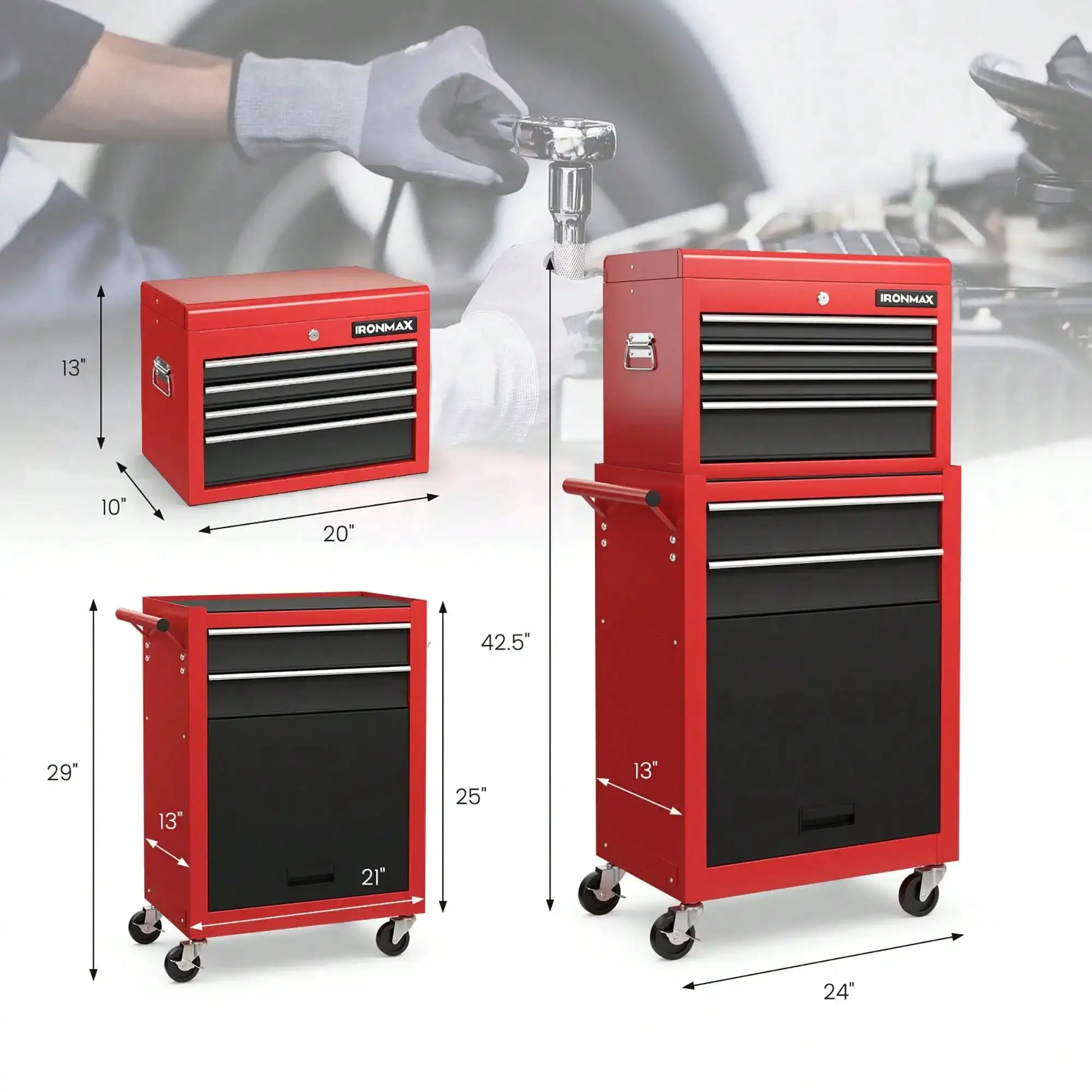 6-Drawer Rolling Tool Chest Lockable Tool Box And Storage Cabinet Garage Workshop from PriceLows™