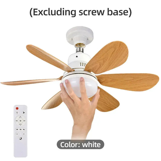 Wood Grain Ceiling Fan Light | Remote Control | E27 Base
