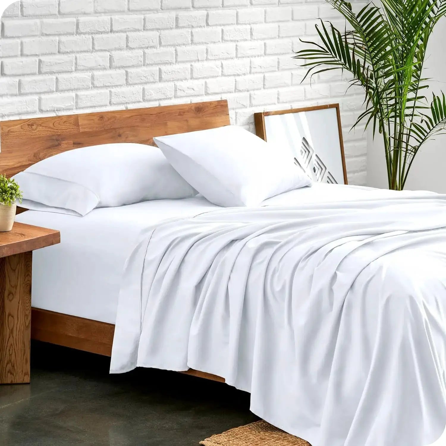 Queen Sheet Set - Ultra-Soft Microfiber Bed Sheets with Deep Pockets, 4 Piece Set for Bedroom (White) from PriceLows™