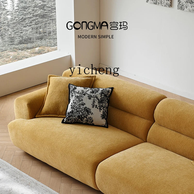 Sofa | Yellow Upholstery | Wood Frame | Large Sofa