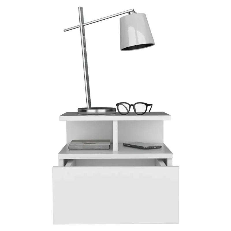 Floating Nightstand with Single Drawer, White Finish from PriceLows™