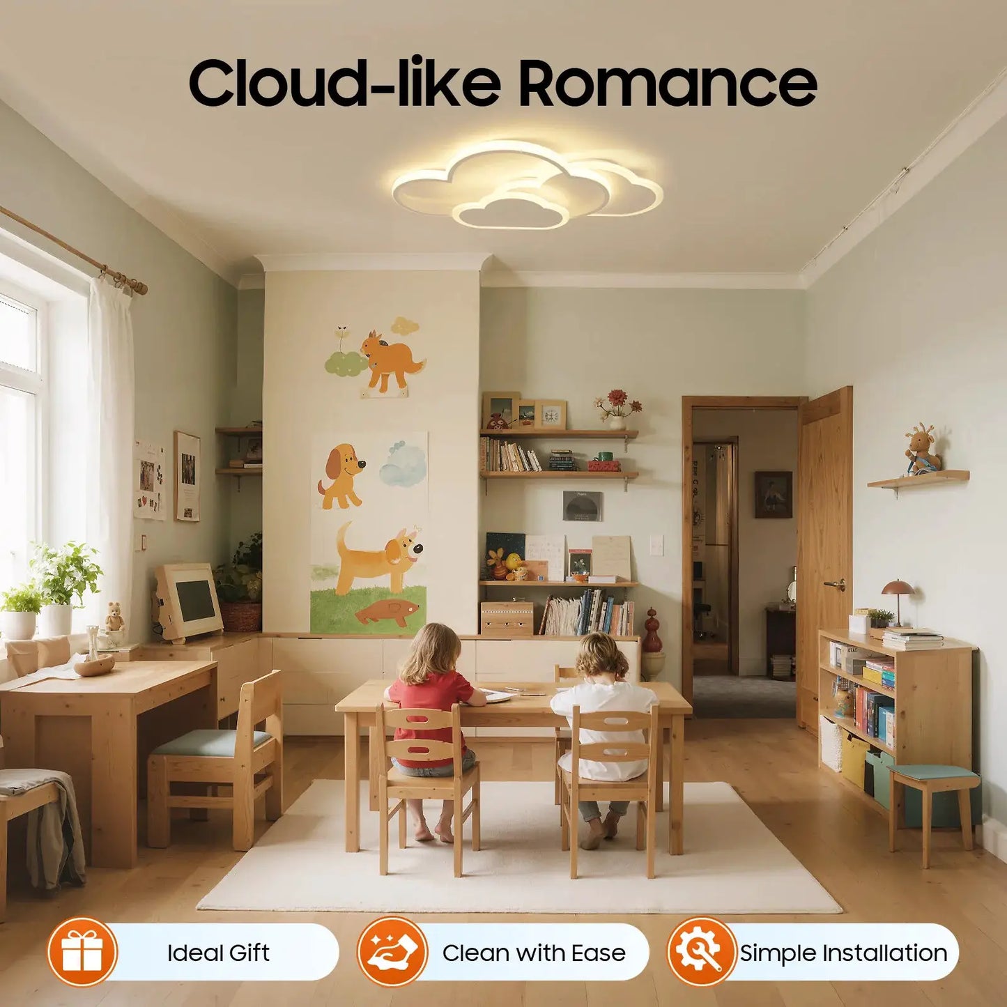 LED Cloud Ceiling Light, 3000-6500k Dimmable Kids Room Light Fixture, Children's Room Bedroom Study Lamp, Night Light from PriceLows™