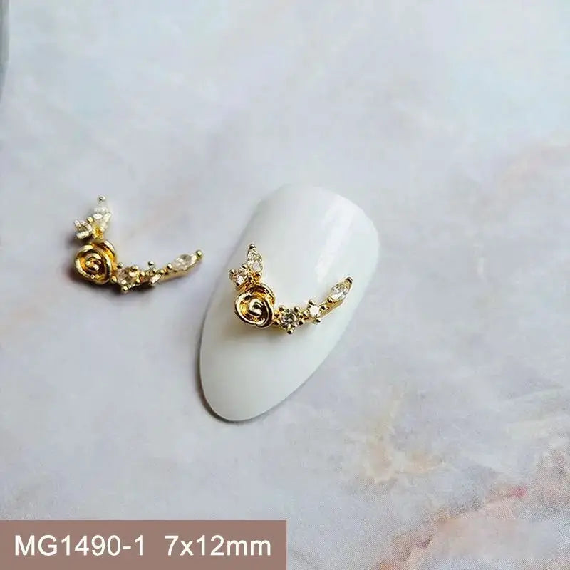 10pcs Valentine's Day Pink Love Heart Ribbon Zircon Metal Nails Jewelry Decorations Nail Art Accessories Charms Parts Supplies from PriceLows™