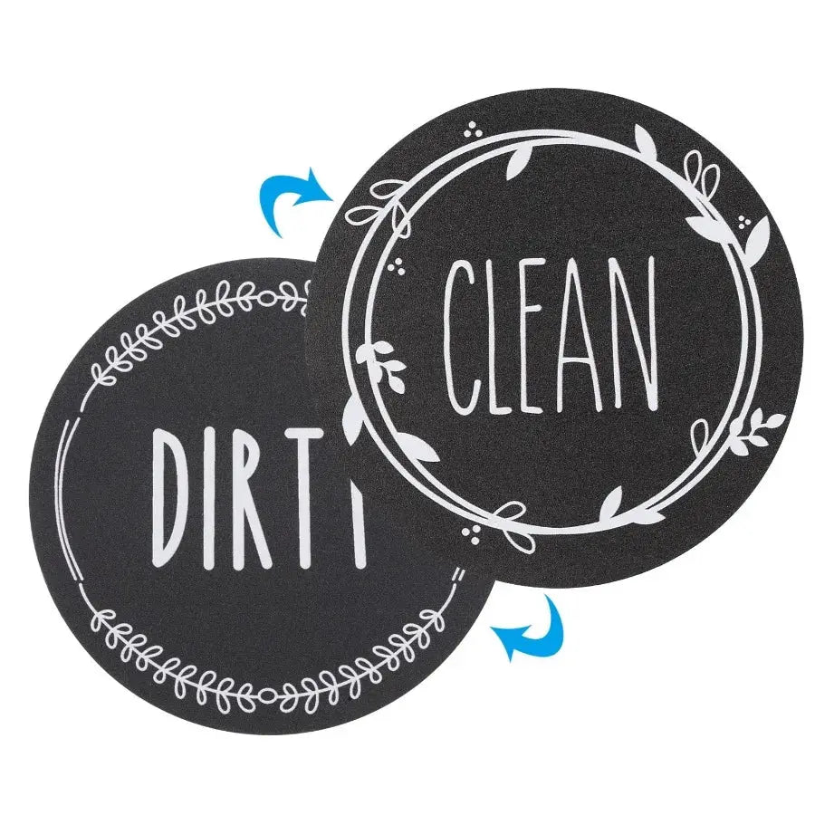 Dishwasher Magnet | Round Sign | Black | Standard Size