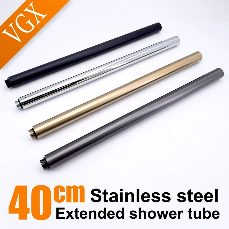 Shower Extension Rod | Round 40cm | Stainless Steel Gray