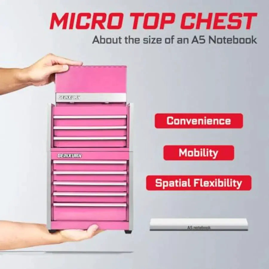 8-Drawer Rolling Tool Box, Heavy Duty Micro Roll Cab Steel Stackable Tool Chest with Lockable Drawers, 2-in-1 Large and Compact from PriceLows™