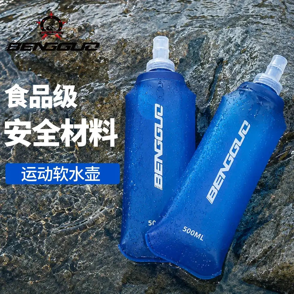 Collapsible Soft Water Bottle 500ml BPA Free Silicone Sports Flask with Push-Pull Cap for Running Cycling Hiking from PriceLows™