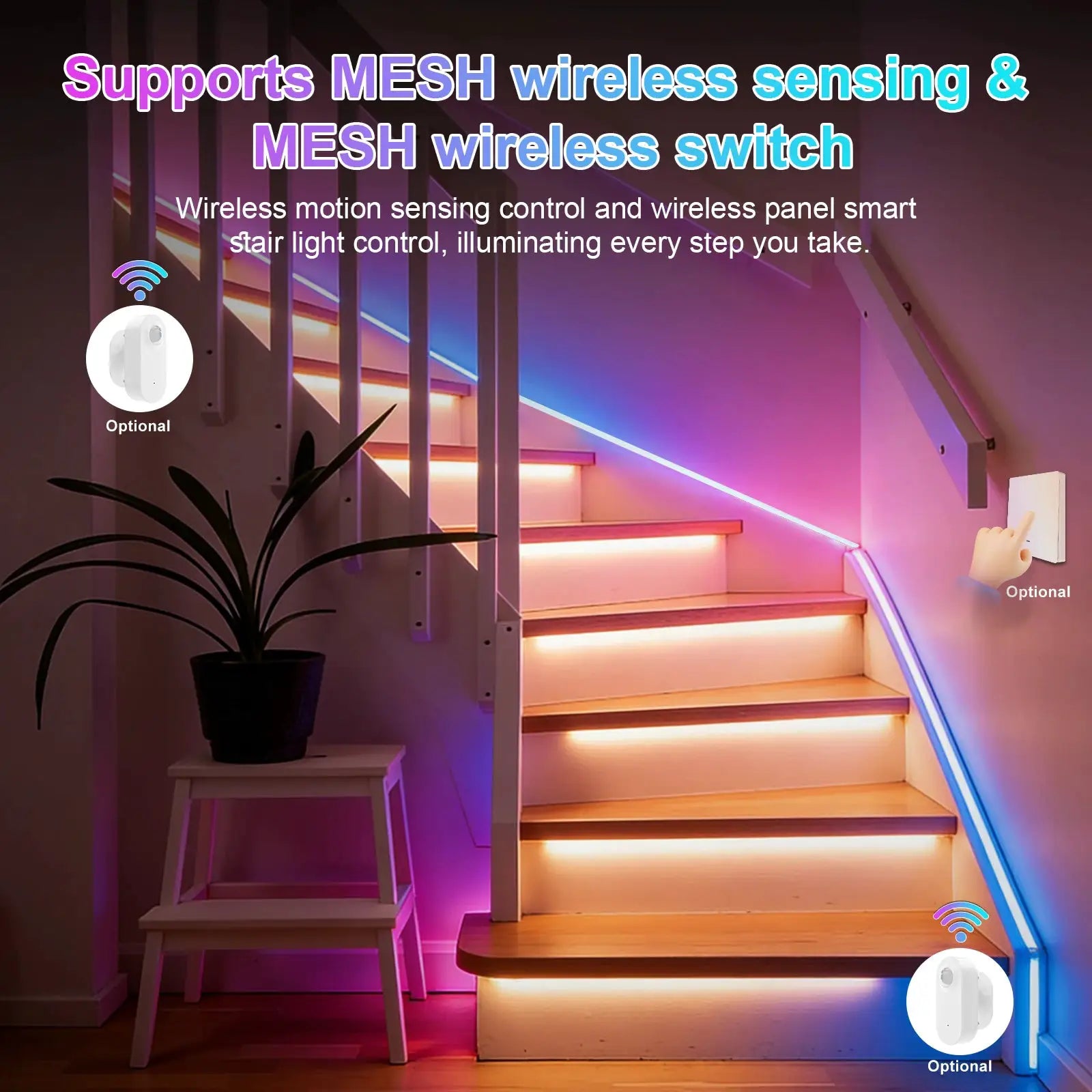 Tuya Smart Stair Light Controller Motion Sensor Automatic Stair Lighting Switch WS2811 Strip Stair Controller 32CH from PriceLows™
