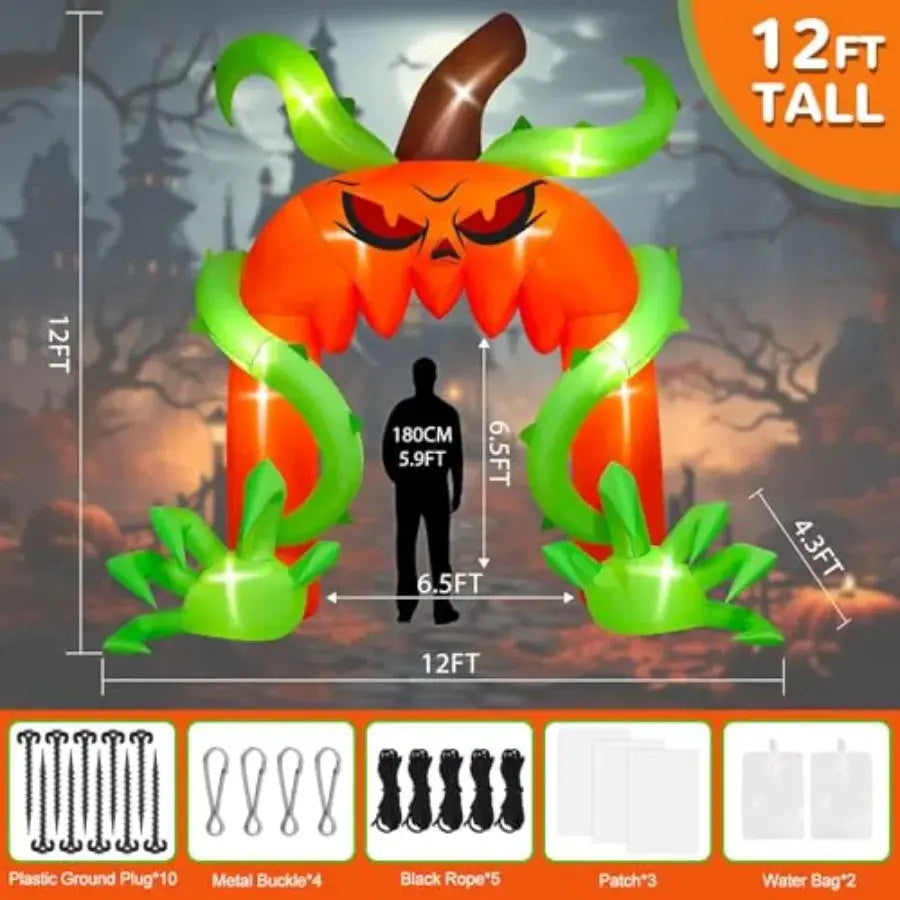 Halloween Archway | 12 Ft Giant Pumpkin | Outdoor | Inflatable Decor