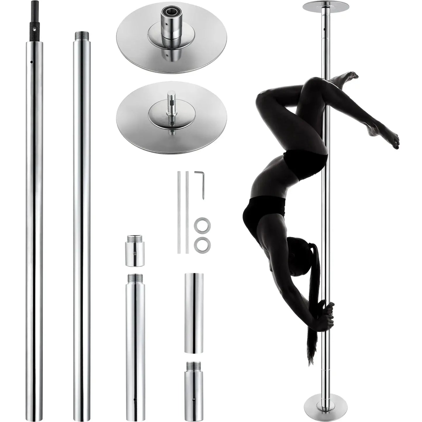 SucceBuy Professional Dancing Pole Spinning Static Dancing Pole Kit Portable Removable Pole 45mm Heavy-Duty Stainless Steel Pole from PriceLows™
