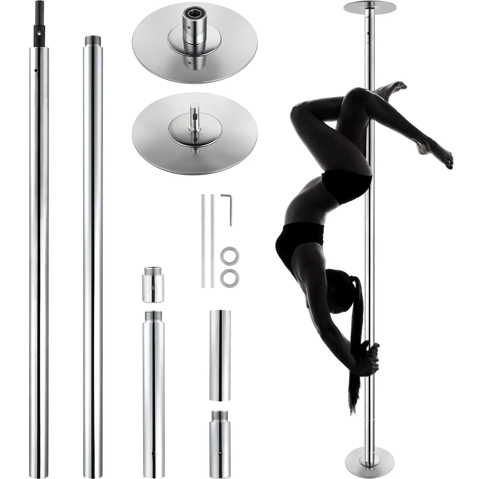 SucceBuy Professional Dancing Pole Spinning Static Dancing Pole Kit Portable Removable Pole 45mm Heavy-Duty Stainless Steel Pole from PriceLows™