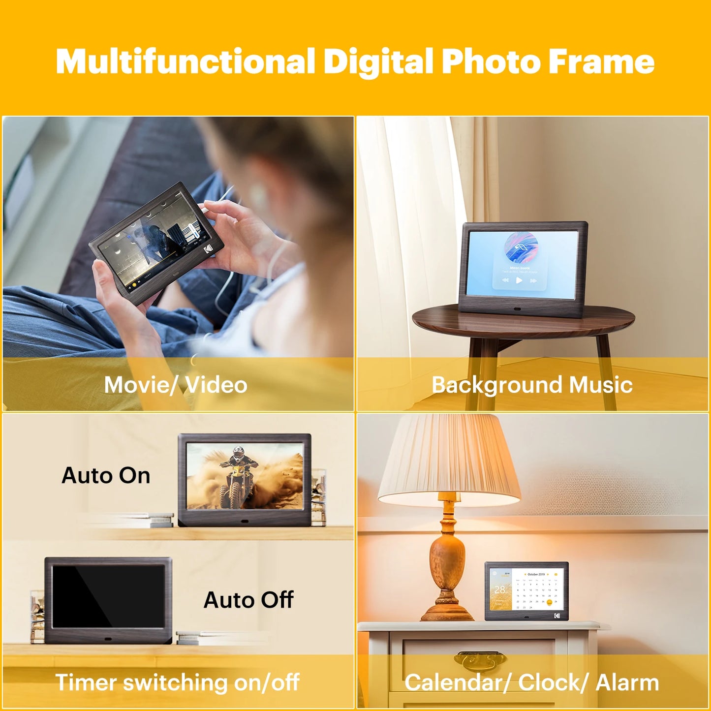 Digital Photo Frame | 7-Inch Display | 1024x600 HD | Remote Control Included