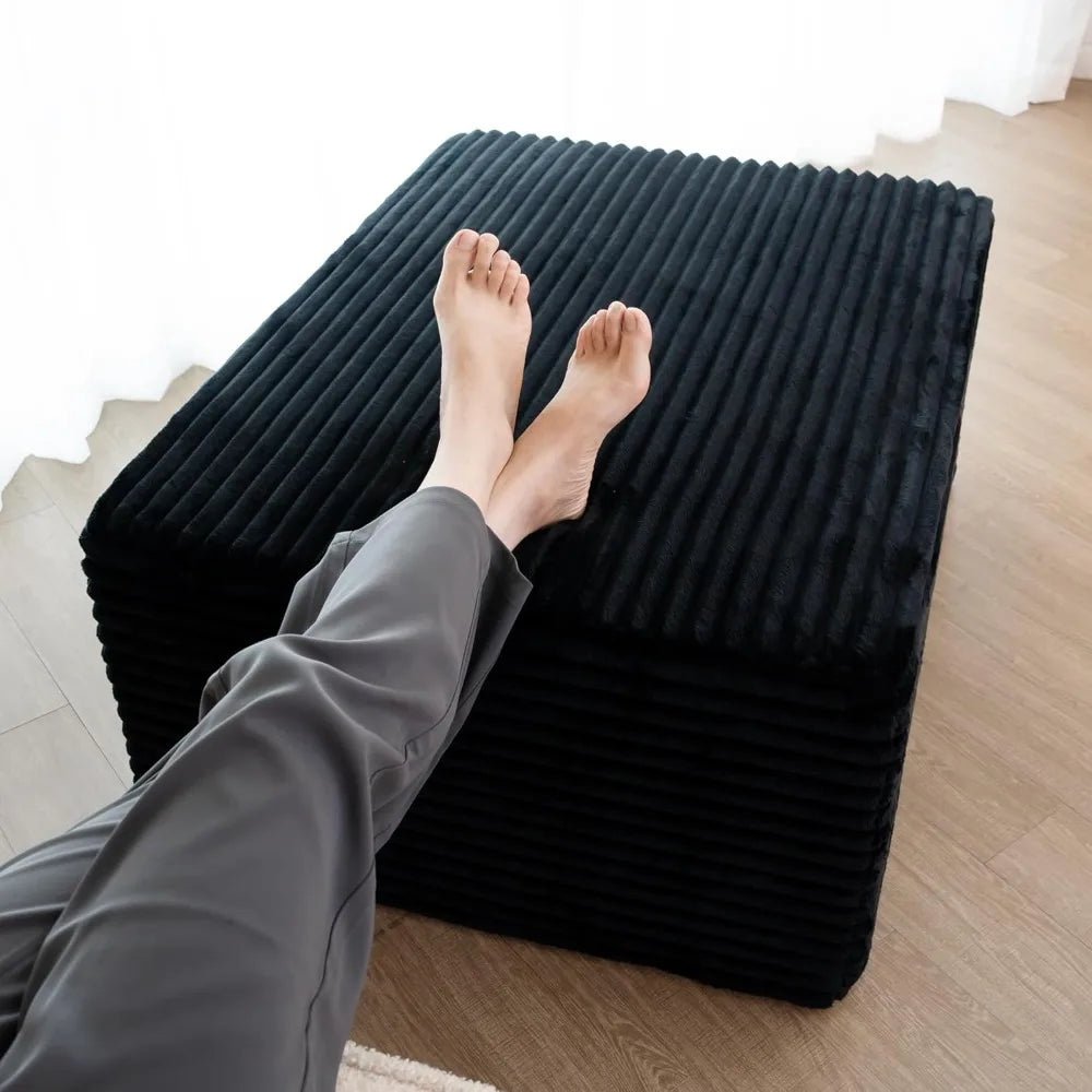 Ottoman | 37.4-Inch Plush Corduroy | Compressed Memory Foam