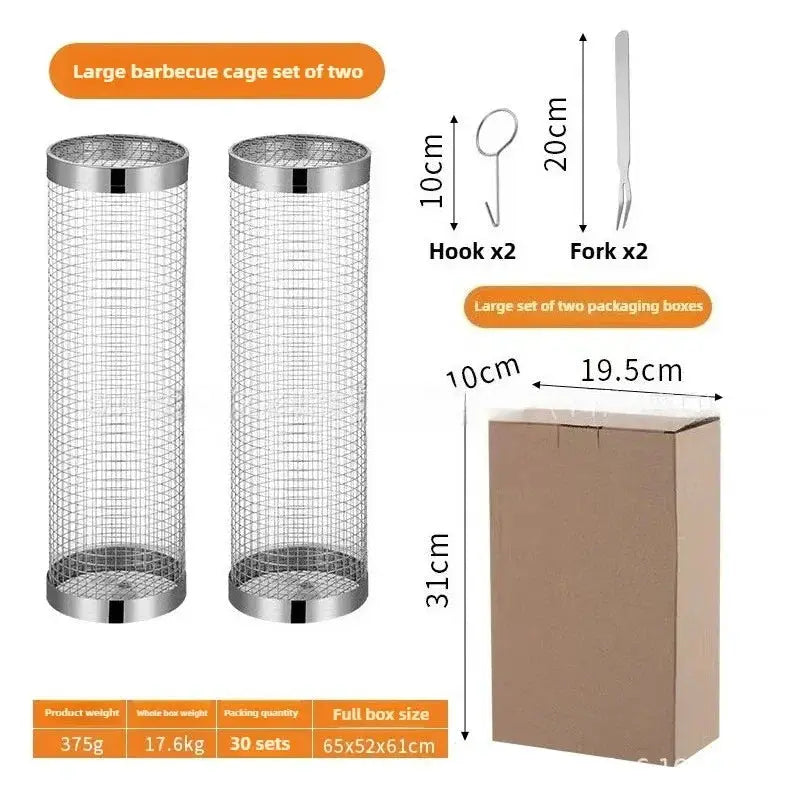 Grill Baskets | Stainless Steel Round Mesh | Rotating | 2 Pack