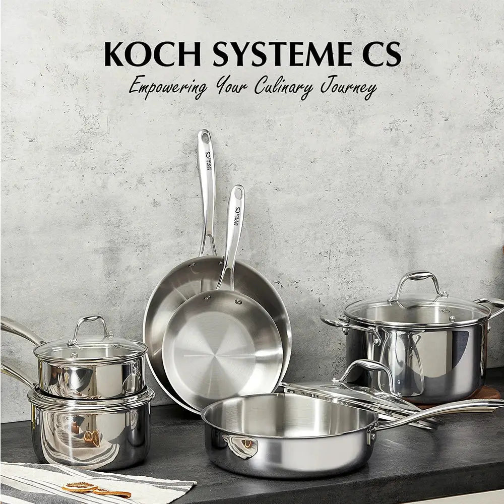 Tri-Ply Stainless Steel Cookware Set 10 Piece, Professional 18/10 Stianless Steel Pots and Pans Set, Oven & Induction Safe from PriceLows™