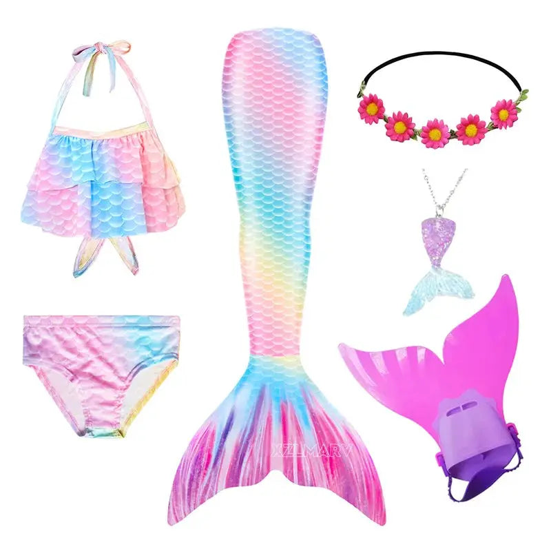 Mermaid Costume for Girl Mermaid Tail for Swimming Can Add Monofin Fin Girls Ariel Mermaid Costumes Cosplay Birthday Gift from PriceLows™