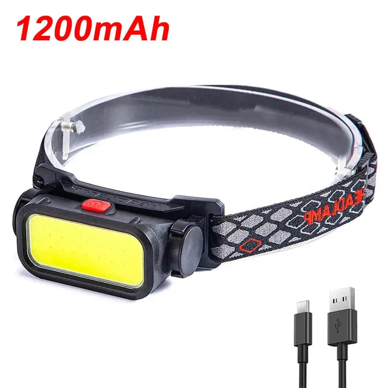 Powerful COB LED Headlamp USB Rechargeable 4 Modes Lighting Head Flashlight With 18650 Built in Battery Camping Fishing Lantern from PriceLows™