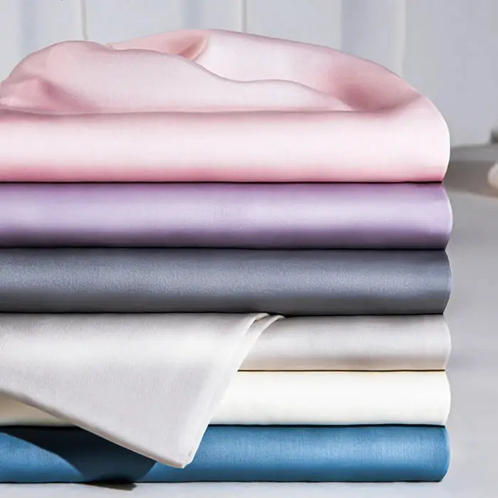 Satin Fitted Sheet | Solid Color Ice Silk | Elastic Band | Twin Full Queen