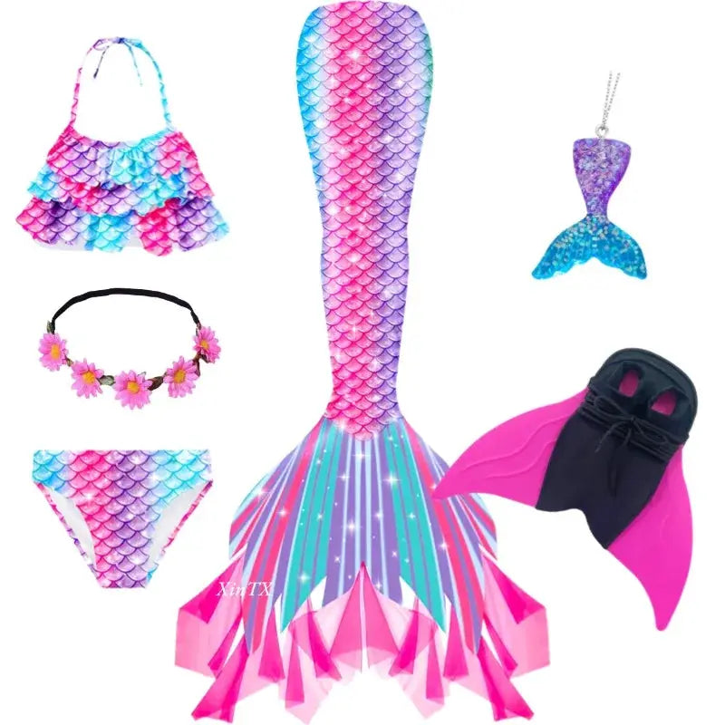 New Girls The Little Mermaid Tails Boy Memaid Swimsuit Bikini Bathing Suit Halloween Costume Girll Can add Monofin For Pool from PriceLows™