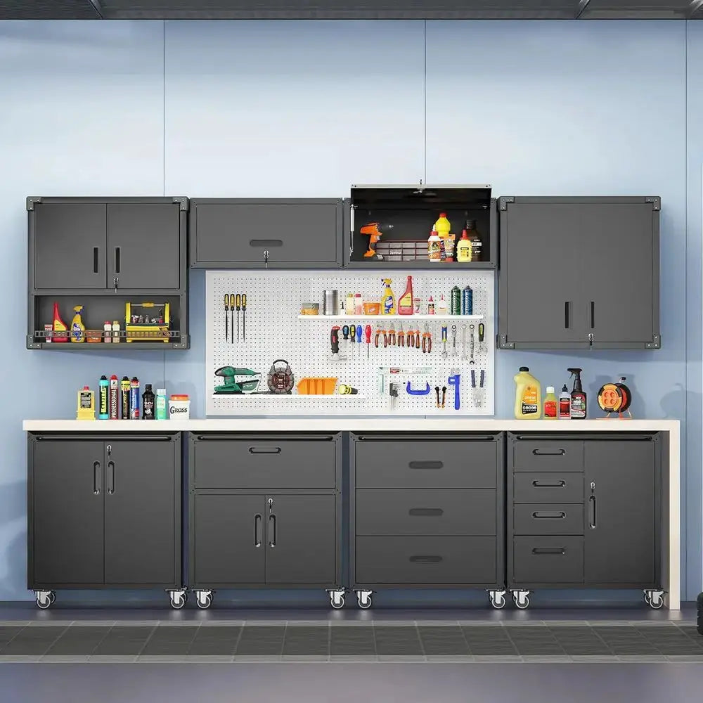 Heavy-Duty Rolling Storage Cabinet with Lock and Metal Tool Cabinet Wheels for Garage, Workshop, or Warehouse from PriceLows™