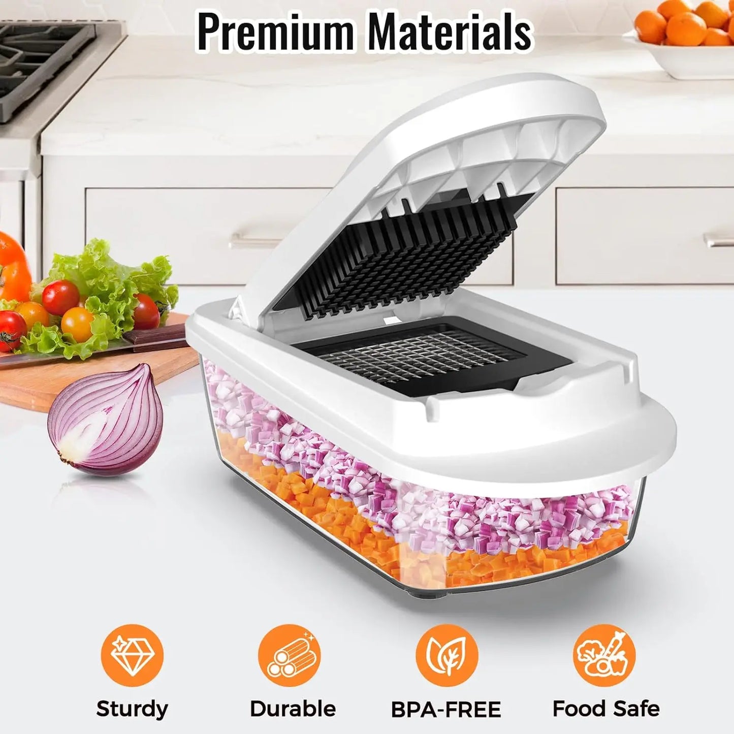 Vegetable Chopper | 8 Blade | All In One | Container Included