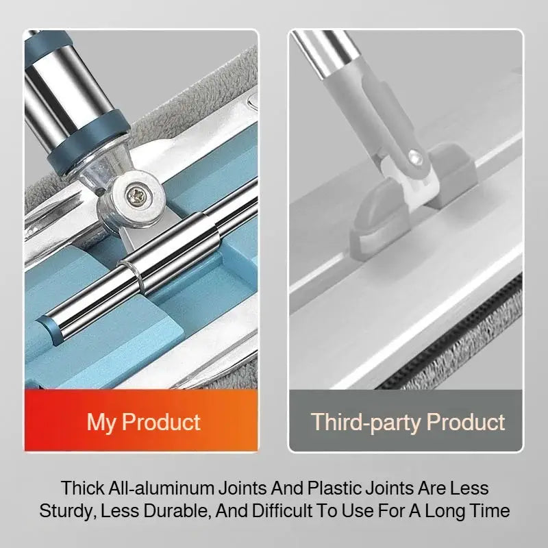 Lazymen Steel Clamp Flat Mop No Hand Wash Needed Floor Cleaning Tool Home Use Stainless Steel Pole Fine Fiber Cloth Dust Pusher from PriceLows™