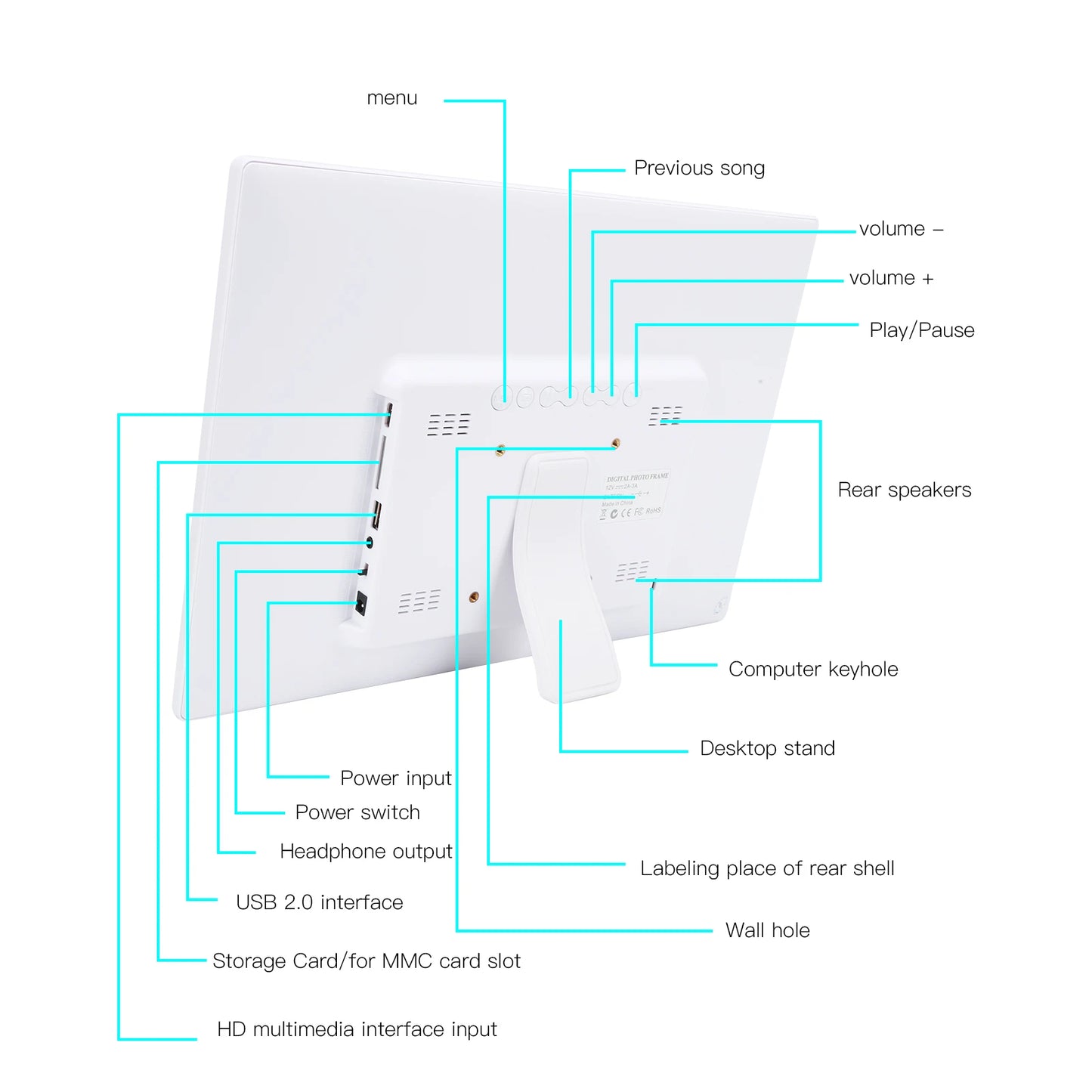 Digital Photo Frame | 15 Inch Display | 1280x800 Resolution | 16GB