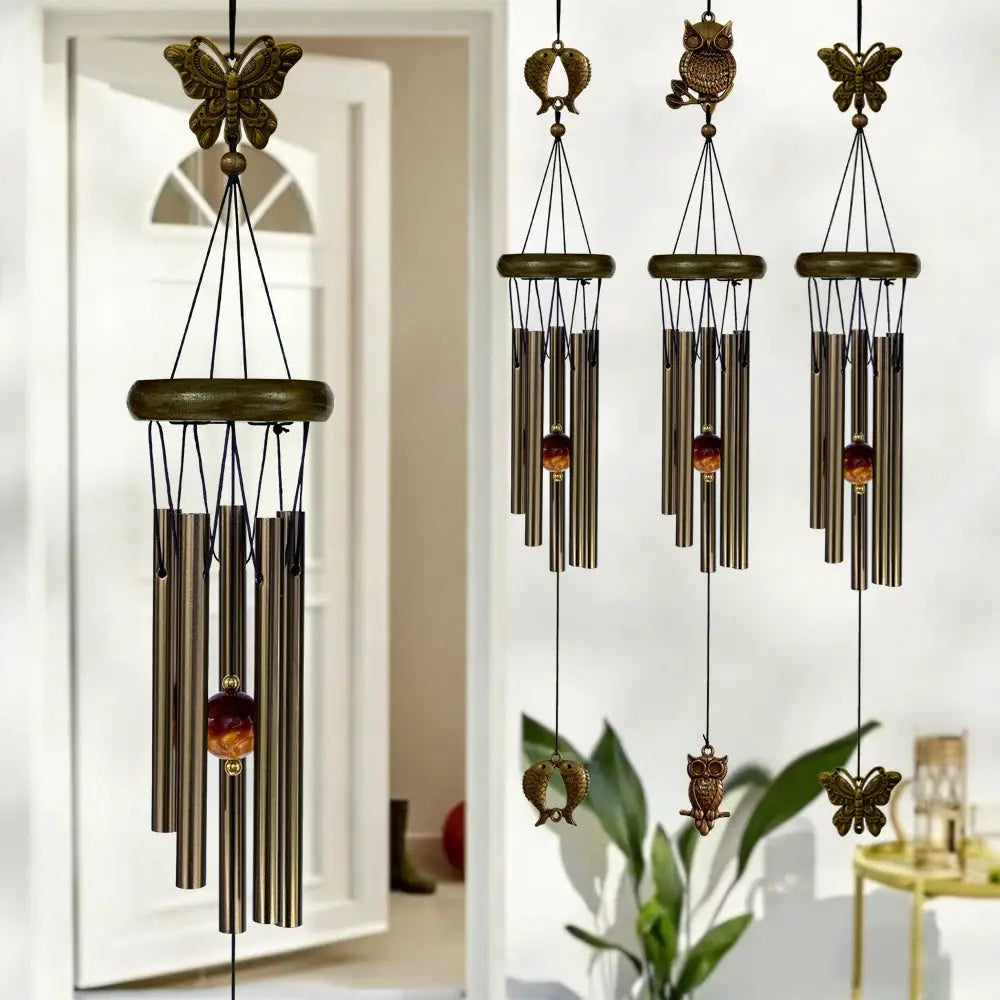 Musical Wind Chime 5 Bronze Aluminum Tubes Creative Gift for Room Outdoor GardenDecor Butterfly Owl Charms Hanging Chimes Decors from PriceLows™