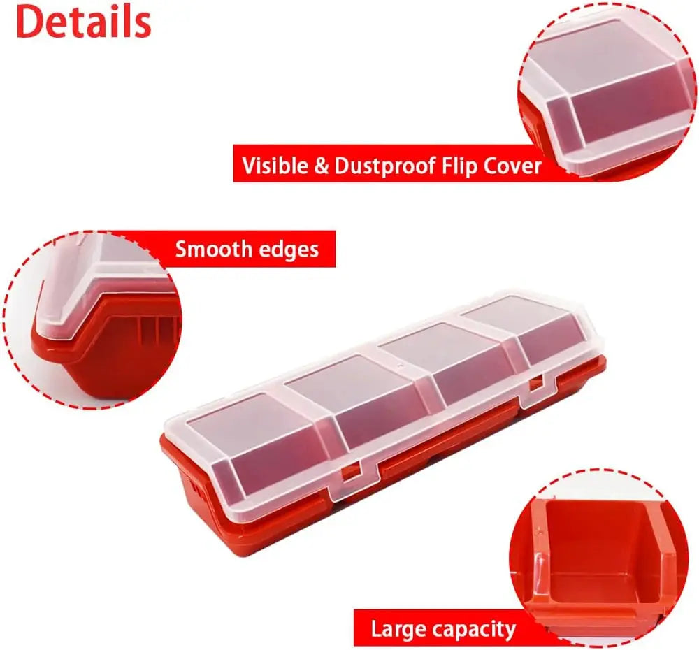 1Pc Plastic Screw Organizer Box with 4 Compartments Portable Tool Parts Storage Bin with Lid for Hardware Small Parts Display from PriceLows™