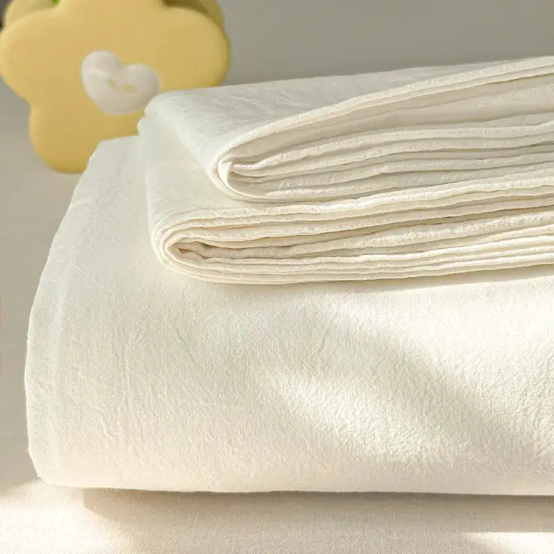 100%Organic Washed Cotton Bed Sheet 3Pcs Basic Percale Weave Soft Breathable Eco-Friendly Kids Adults Flat sheet Pillowcases from PriceLows™
