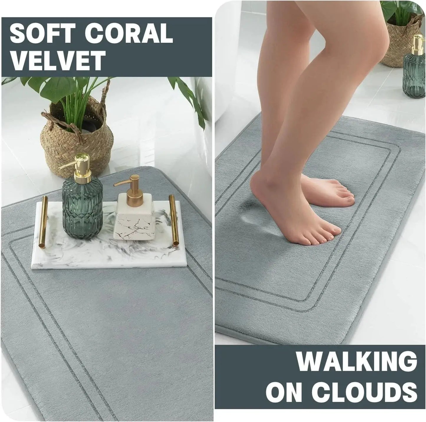 3PCS Absorbent Bath Mats Set Non-Slip Memory Foam Bathroom Rug Soft Quick Dry Carpet Standing Pad Machine Wash For Bathroom from PriceLows™